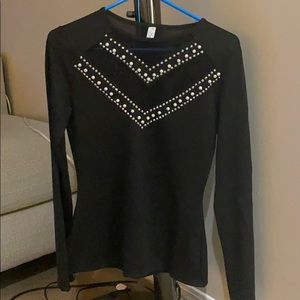 Black Long sleeve shirt w/ decorative accents